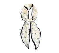 JERLA Foulard en soie de mûrier avec ruban pour femme, foulard en satin pour sac, sac à main, écharpes, 3 têtes de cheval blanches, 59"X5.9"