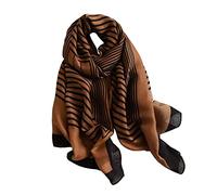 JERLA Foulard léger et doux pour femme, Marron/rayures, Large
