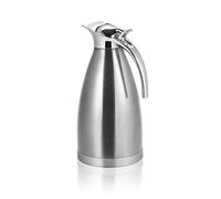 Jerliflyer Cafetière, Carafe Airpot Isotherme Thermos Urne en Acier Inoxydable Vide Thermique Pot Flacon pour Café, Eau Chaude, Thé, Boisson(2L-argenté)