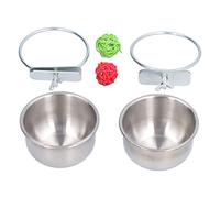 Jerliflyer Cuenco de alimentación Para loros de Acero inoxidable, cuenco de comida Para animales pequeños Con bola de ratán Para hámsteres y pájaros, cuenco de alimentación Para