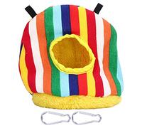 Jerliflyer Nido Colgante Redondo de Felpa Suave y cálida Para Loros, Ahorro de Espacio, diseño fácil de Limpiar, Nido de CASA Para pájaros Seguro Para Loros (A Rayas)