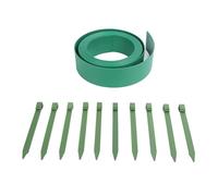 Jerliflyer Plastic Garden Border Wood Grain Pattern Flat PE Landscape Edging Kit with Fixing Nails 10M (Green)