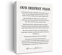 JerLoe Toile murale avec citation inspirante « Our Deepest Fear » de Marianne Williamson - Impression sur toile positive - Décoration murale encadrée - 30,5 x 38,1 cm