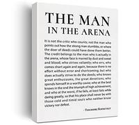 JerLoe Toile murale inspirante avec citation « The Man in the Arena » - Impression sur toile avec citations positives - Décoration murale encadrée - 30,5 x 38,1 cm