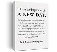 JerLoe Toile murale inspirante avec citation « This is the Beginning of a New Day » - Impression sur toile - Vie positive - Décoration murale encadrée - 30,5 x 38,1 cm