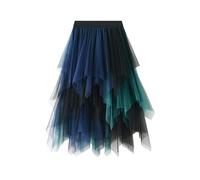 JEROZIYANT Jupe plissée en tulle pour femme - Jupe plissée - Jupe midi taille haute - Tutu de ballet, Vert/bleu, 32W
