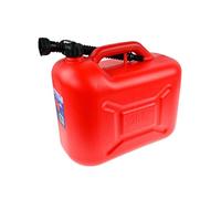 Jerrican essence en plastique avec bec verseur Rouge 20 L | Pour essence, gasoil, huile ou eau. Bec amovible vissable à écrou tournant, poignée intégrée et conformité à la norme UN.