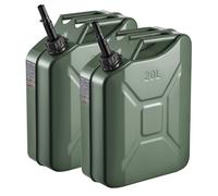 Jerrican Essence Métal 20 L Bidon Essence Lot de 2 avec Bec Verseur Débit Maximal 6 L/min Vert Poignée Confortable Motos UTV