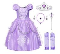 JerrisApparel Fille Costume Princesse Sofia Tulle Anniversaire Fête Robe (8 Ans, Lilas avec Accessoires)