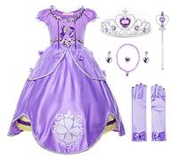 JerrisApparel Fille Costume Princesse Sofia Tulle Anniversaire Fête Robe (8 Ans, Violet avec Accessoires)