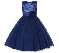 JerrisApparel Petite Fille Paillette Fête Fleur Robe de Cérémonie Bal Banquet Tulle