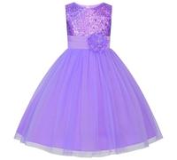 JerrisApparel Petite Fille Paillette Fête Fleur Robe de Cérémonie Bal Banquet Tulle