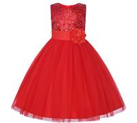 JerrisApparel Petite Fille Paillette Fête Fleur Robe de Cérémonie Bal Banquet Tulle