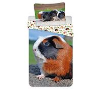 Jerry Fabrics 20BS411 Parure de lit pour enfant avec motif réversible Cochon d'Inde Pig Guinée et animal de compagnie, housse de couette 140x200 cm, fermeture éclair 100 % coton, multicolore