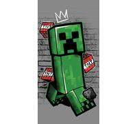 Jerry Fabrics 70x140 Minecraft Metro Art Creeper Grey Coton Terry Baby Beach Towel (serviette de plage en coton éponge)