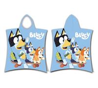 Jerry Fabrics Bluey Serviette Poncho pour garçons ou filles | Poncho à capuche pour enfants 50 x 115 cm | Serviettes de piscine et de plage