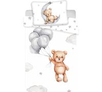 Jerry Fabrics Parure De Lit Bébé en Coton Ballons Et Ourson - 100 X 135 Cm