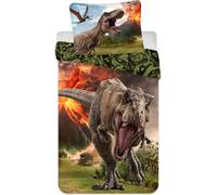 Jerry Fabrics Coton literie 140x200 Jurassic park dinosaur volcano 6762 Taie d'oreiller 70x90 Jurassic park