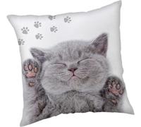 Jerry Fabrics Coussin Coussin décoratif avec chat 40 x 40 cm