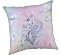 Jerry Fabrics Coussin décoratif 40x40 Licorne Arc-en-ciel Pastel JF24