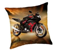 Jerry Fabrics Coussin décoratif 40x40 Motor 9756 Motorbike noir rouge moto rouge noir jeunesse pour cadeau