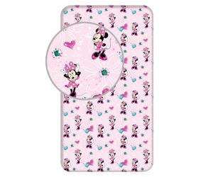 Jerry Fabrics Disney - Drap Housse en Coton Minnie : Fleurs - Rose - 90 X 200 Cm