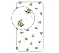 Jerry Fabrics Disney - Drap Housse en Coton Star Wras : Bébé Yoda - Blanc - 90 X 200 Cm