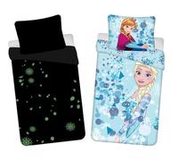Jerry Fabrics Disney Frozen Bleu Clair avec Effet Brillant Parure de lit pour Enfants, Housse de Couette 140 x 200 cm et taie d'oreiller 70 x 90 cm