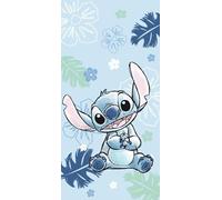 Jerry Fabrics Disney Lilo & Stitch « Ohana Blue » Serviette de plage et de bain - 70 x 140 cm | Serviette douce pour enfants | Motif de coutures vives | Parfaite pour la plage, la piscine ou le bain |