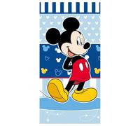 Jerry Fabrics Disney Mickey Mouse Serviette de plage pour enfant Bleu/blanc 70 x 140 cm 100 % coton