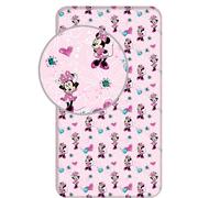 Jerry Fabrics Drap de coton avec élastique 90x200 Mini Mouse rose pour enfants 23 août