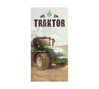 Jerry Fabrics Drap De Plage en Coton Tracteur Vert - 70 X 140 Cm - Multicolore