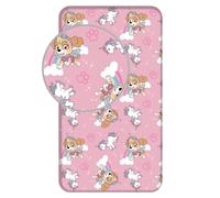 Jerry Fabrics Drap housse Paw Patrol Sky - Rose - 90 x 200 + 25 cm - 100 % coton