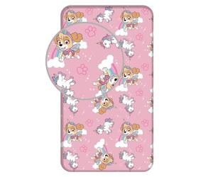 Jerry Fabrics Drap housse Paw Patrol Sky - Rose - 90 x 200 + 25 cm - 100 % coton