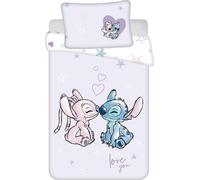 Jerry Fabrics Draps en coton 100x135 Lilo et Stitch Taie d'oreiller grise 40x60 JF 24