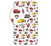 Jerry Fabrics F - Drap Housse - Cars - Blanc - 1 Piece - Enfant - 1 Personne - Coins Elastiques - 90 x 200 cm - 100% Coton