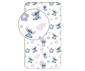Jerry Fabrics F - Drap Housse - Stitch - Blanc - 1 Piece - Enfant - 1 Personne - Coins Elastiques - 90 x 200 cm - 100% Coton