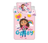 Jerry Fabrics Gabby Dollhouse Parure de lit 100 % coton avec housse de couette 100 x 135 cm et taie d'oreiller 40 x 60 cm Rose