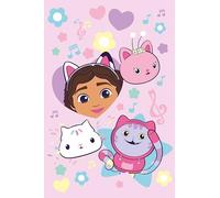 Jerry Fabrics Gabby's Dollhouse Couverture polaire motif musique 100 x 150 cm en polyester doux avec pattes de Gabby & Pandy Paws - Super confortable pour les enfants