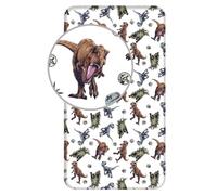 Jerry Fabrics Jurassic World - Drap Housse en Coton Trio - Multicolore - 90 X 200 Cm