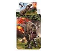 Jerry Fabrics Jurassic World Volcano Parure de Lit Avec Housse de Couette 140 x 200 cm et Taie D'oreiller 70 x 90 cm 100 % Coton