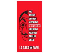 Jerry Fabrics La CASA De Papel - Serviette De Plage en Coton - Rouge - 70 X 140 Cm