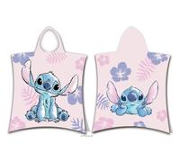 Jerry Fabrics Poncho à capuche Lilo & Stitch double face enfants 115 x 50 cm rose