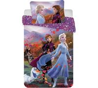 Jerry Fabrics Linge de lit en coton 100x135 Frozen 2 Ice Age 8148 Anna Elsa Olaf in the wind pour lit de bébé taie d'oreiller 40x60
