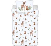 Jerry Fabrics Literie en coton 100x135 Animaux de la forêt blanc beige Taie d'oreiller 40x60 24 août