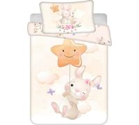Jerry Fabrics Literie en coton 100x135 Bunny Star beige Taie d'oreiller 40x60 JF24