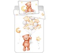 Jerry Fabrics Literie en coton 100x135 Teddy bear balloons blanc beige taie d'oreiller 40x60 JF24
