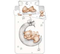 Jerry Fabrics Literie en coton 100x135 Teddy moon ribbon white grey pillowcase 40x60 JF24