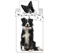 Jerry Fabrics Literie en coton 140x200 Dog noir blanc noir taie d'oreiller 70x90 JF24