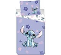 Housse de couette enfant 140x200 cm et taie d'oreiller 70x90cm | Parure de lit Stitch disney pour lit 1 Place 100% coton